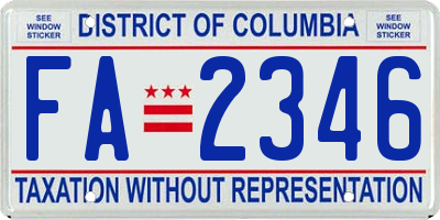 DC license plate FA2346