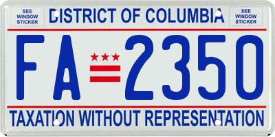 DC license plate FA2350