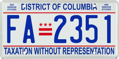 DC license plate FA2351