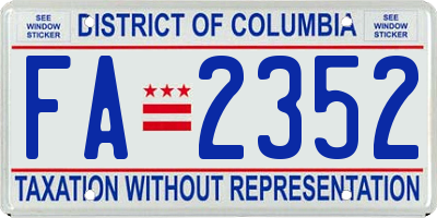 DC license plate FA2352