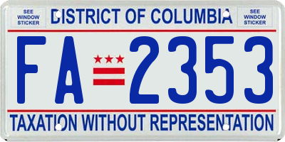 DC license plate FA2353