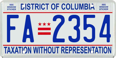 DC license plate FA2354