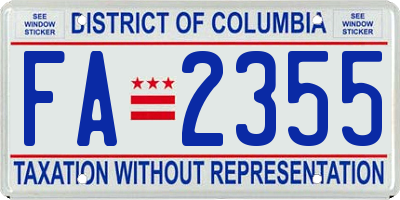 DC license plate FA2355