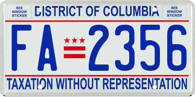 DC license plate FA2356