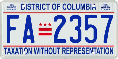 DC license plate FA2357