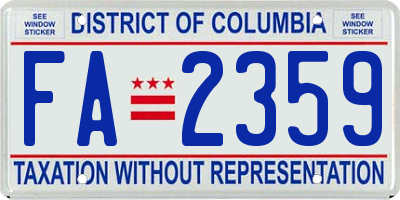 DC license plate FA2359