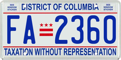 DC license plate FA2360