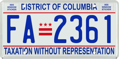 DC license plate FA2361