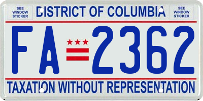 DC license plate FA2362