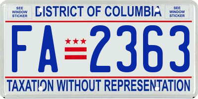 DC license plate FA2363