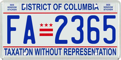 DC license plate FA2365