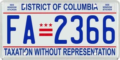 DC license plate FA2366