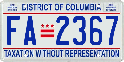 DC license plate FA2367