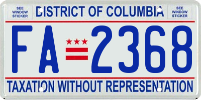 DC license plate FA2368