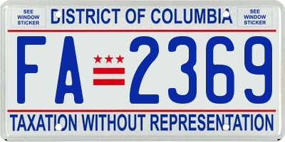 DC license plate FA2369