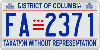 DC license plate FA2371