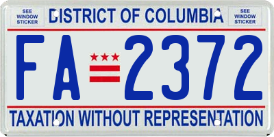 DC license plate FA2372