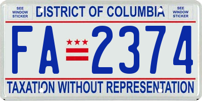 DC license plate FA2374