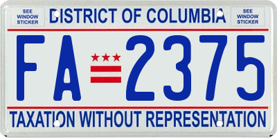 DC license plate FA2375