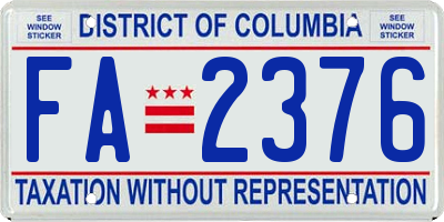 DC license plate FA2376