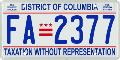 DC license plate FA2377