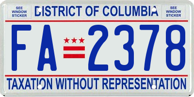 DC license plate FA2378