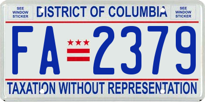 DC license plate FA2379