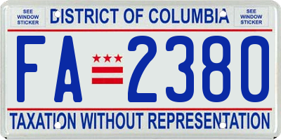 DC license plate FA2380