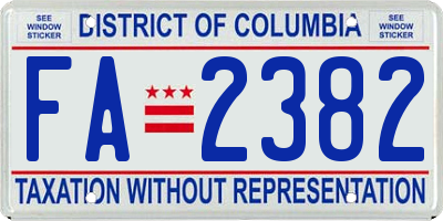 DC license plate FA2382