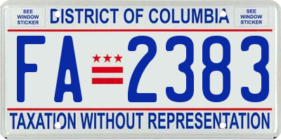 DC license plate FA2383