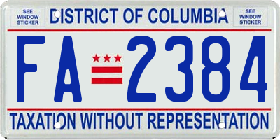 DC license plate FA2384