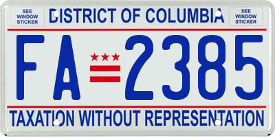 DC license plate FA2385