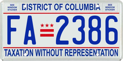 DC license plate FA2386