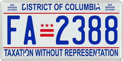 DC license plate FA2388