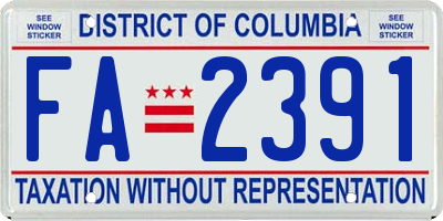 DC license plate FA2391