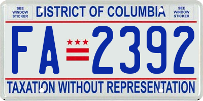 DC license plate FA2392