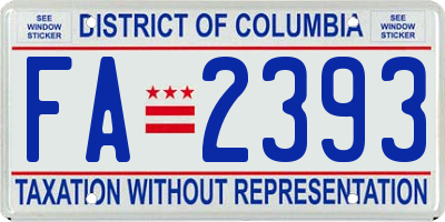 DC license plate FA2393