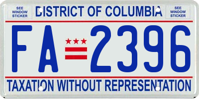 DC license plate FA2396