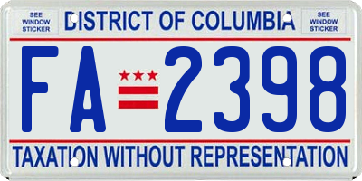 DC license plate FA2398