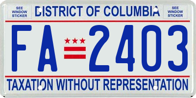 DC license plate FA2403