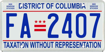 DC license plate FA2407