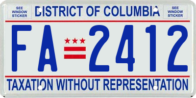 DC license plate FA2412