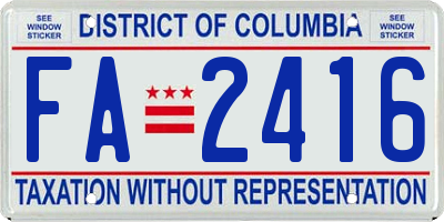 DC license plate FA2416