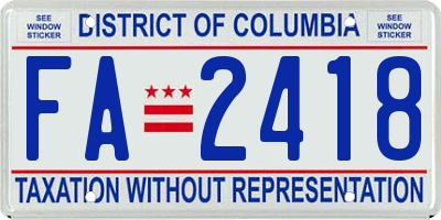 DC license plate FA2418