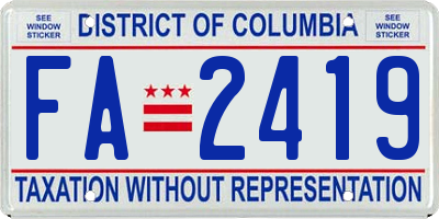 DC license plate FA2419