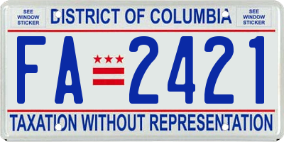 DC license plate FA2421