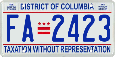 DC license plate FA2423