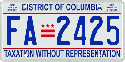 DC license plate FA2425