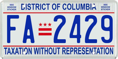 DC license plate FA2429