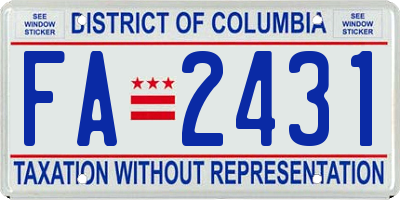 DC license plate FA2431